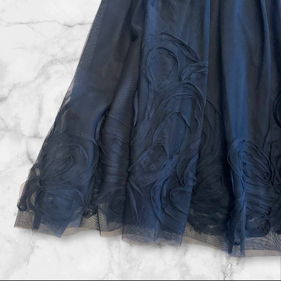 DB STUDIO Cocktail Dress Women’s Small 4/6 Navy Blue Sweetheart Sheer Illusion - Picture 5 of 15